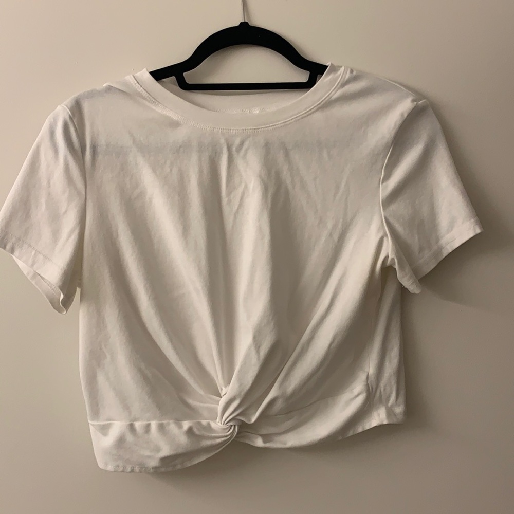 Cropped White Tee with Knot